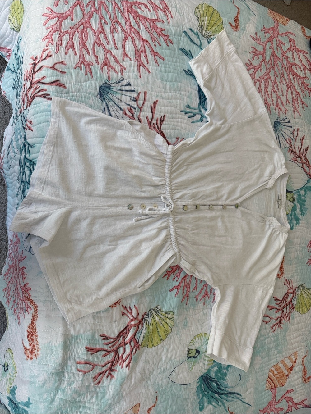 Z Supply White Button-Front Cinch-Waist Romper